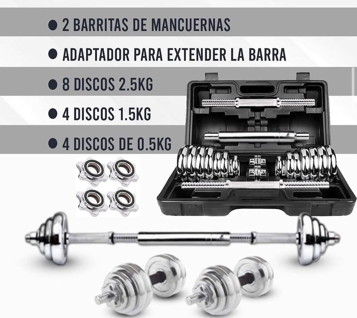 deportes - kit de pesas 66 lbs  0