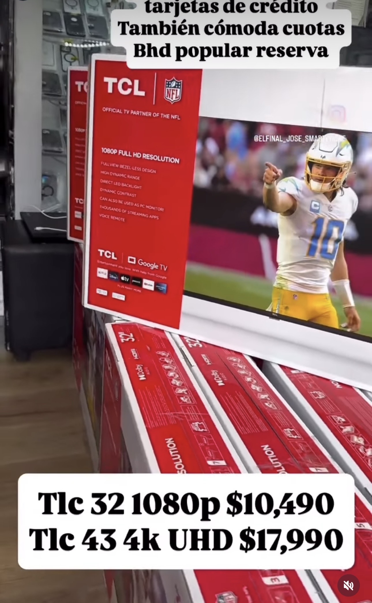 tv - TCL 32 1080pc$10490
TCL 43 4k UHD $ 18990