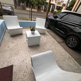 decoración y accesorios - juego de muebles y mesa de asbesto para exterior  0