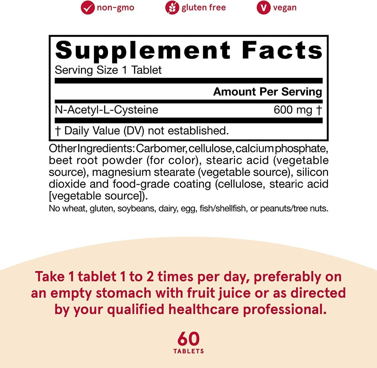 Salud y Equipamiento Médico - Nac 600mg 60 Tabletas Jarrow 1