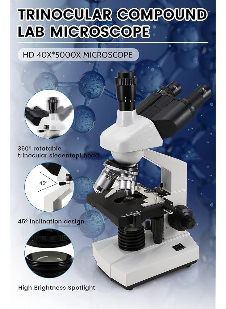 Salud y Equipamiento Médico - Crspexil 40x-5000x Microscopios Trinoculares Compuestos Trin 3