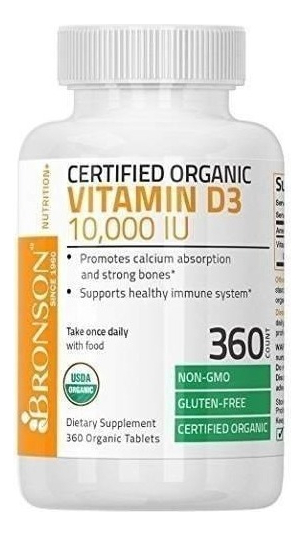 Salud y Equipamiento Médico - Vitamina D3 10,000 Iu Organico Non-gmo Bronson 360 Tabletas 4