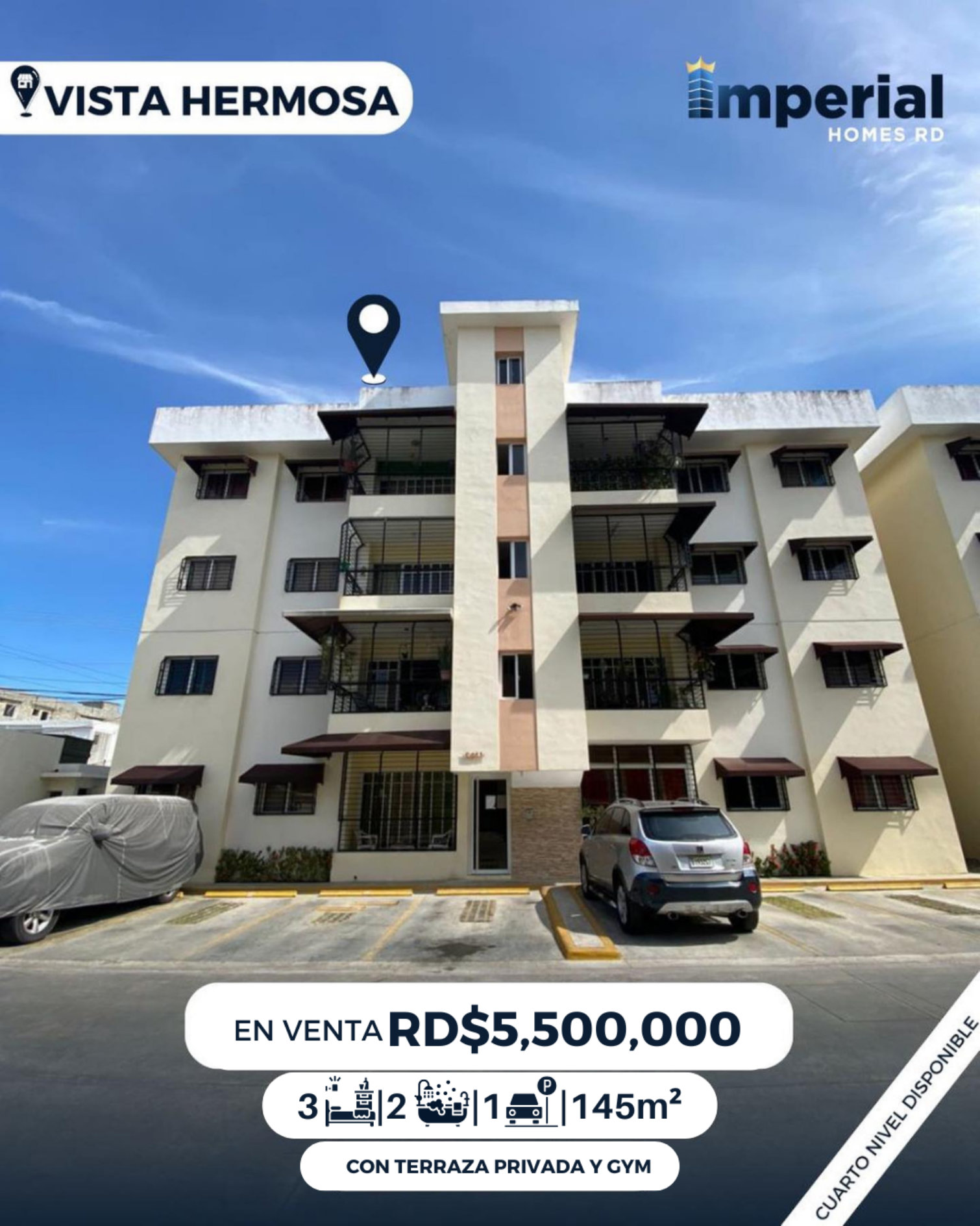 apartamentos - ‼️RD$5,500,000‼️ Vendo cuarto nivel con terraza privada en 📍Vista Hermosa,