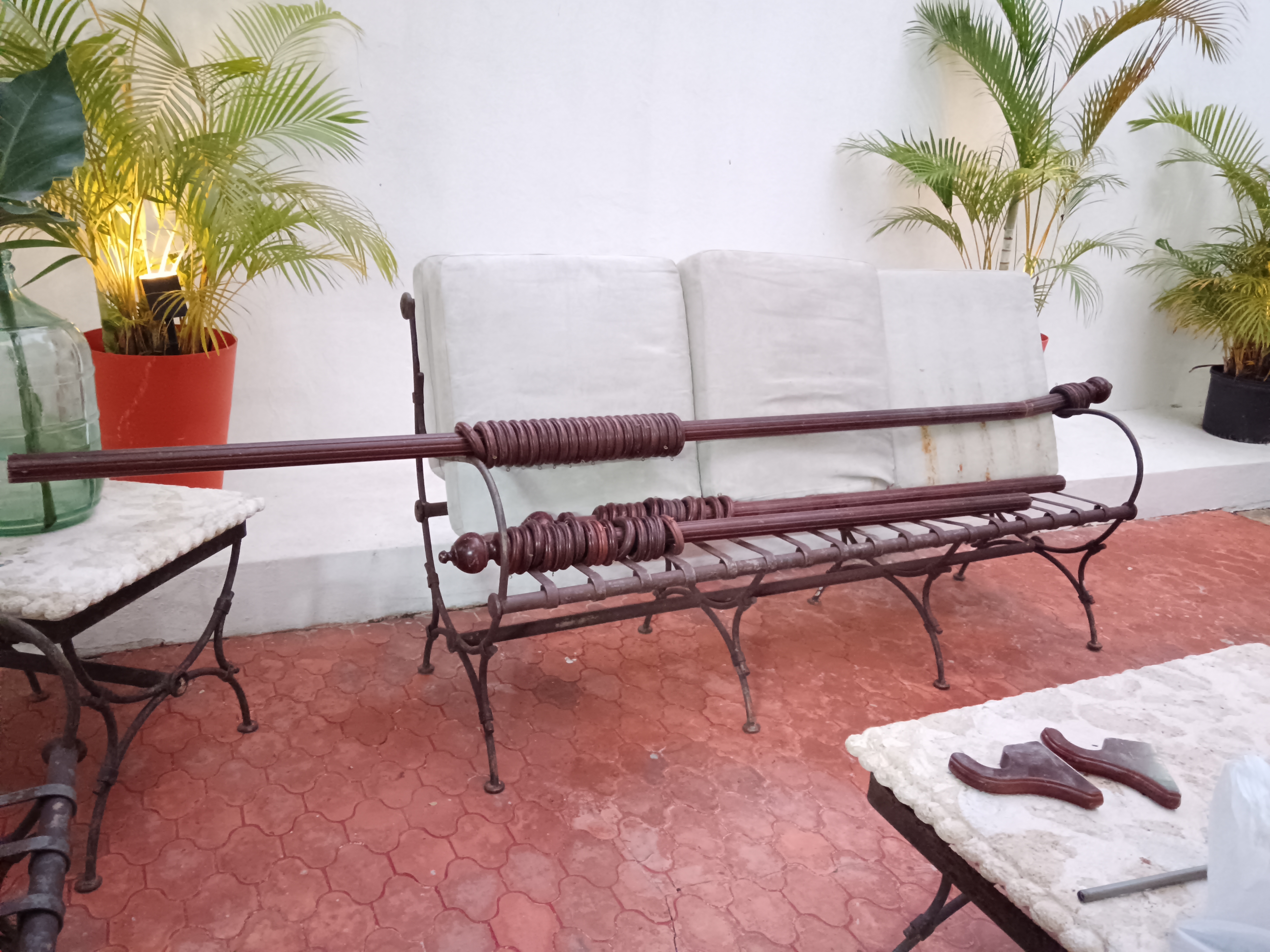 decoración y accesorios - Barra para cortinas de 3 piezas con argollas