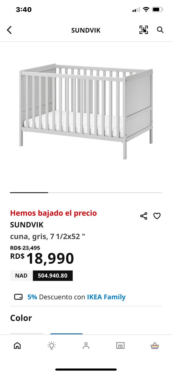 muebles - SUNDVIK Cuna IKEA, blanco, 27 1/2x52 " 2