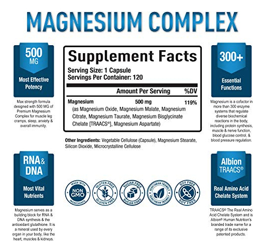 Salud y Equipamiento Médico - Magnesio Complex Citrato Malato Taurato Aspartato 120 Cap 1