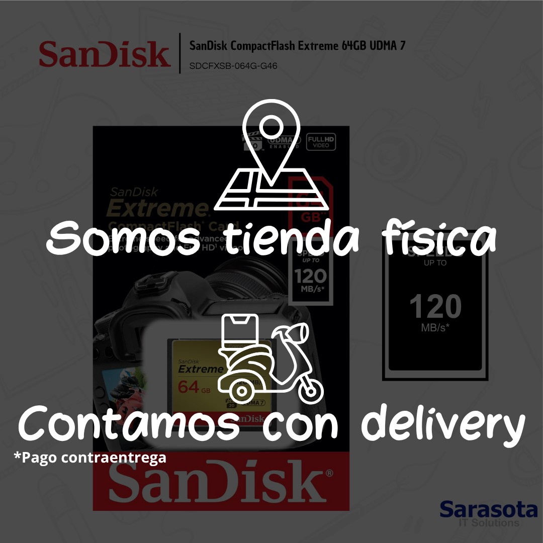 accesorios para electronica - SanDisk CompactFlash Extreme 64GB UDMA 7 3