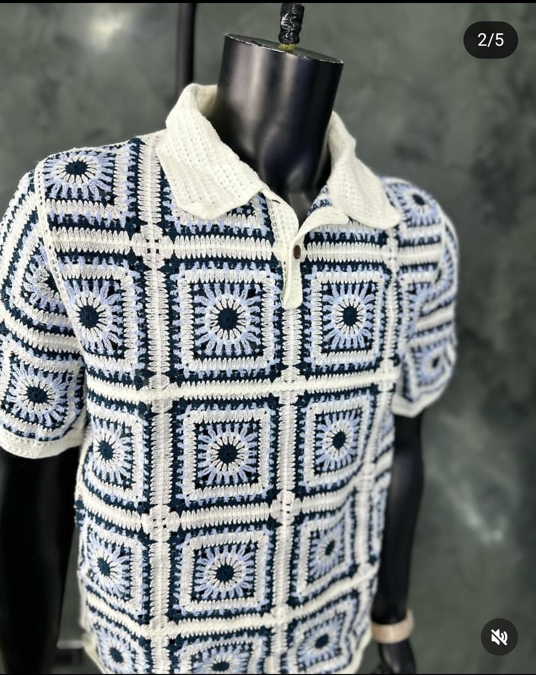 ropa para hombre - Camisa oversize recta de punto calado con rayas 0