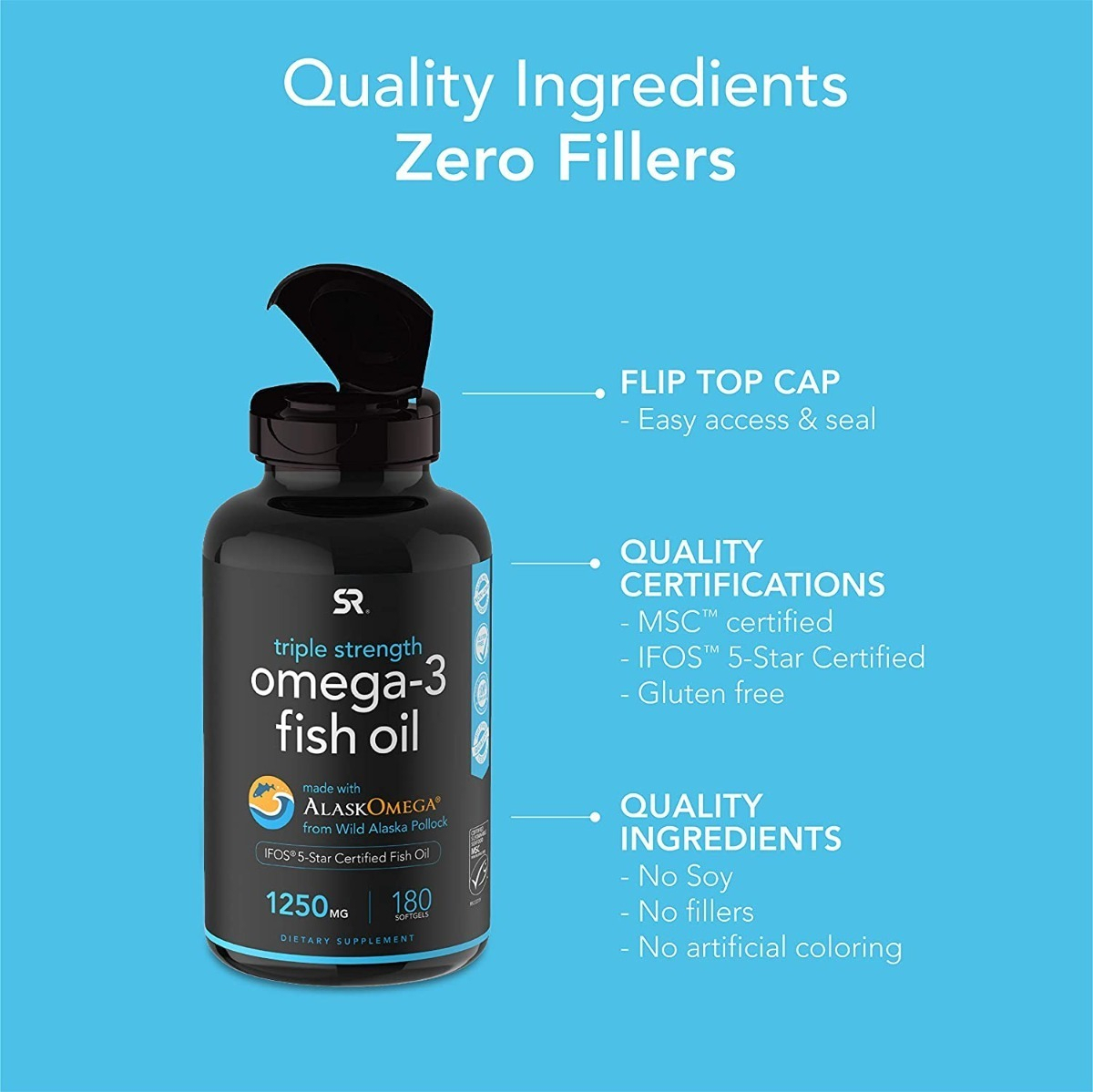 Salud y Equipamiento Médico - Omega-3 Aceite De Pescado Salvaje De Alaska 1250 Mg 90 Cap 5