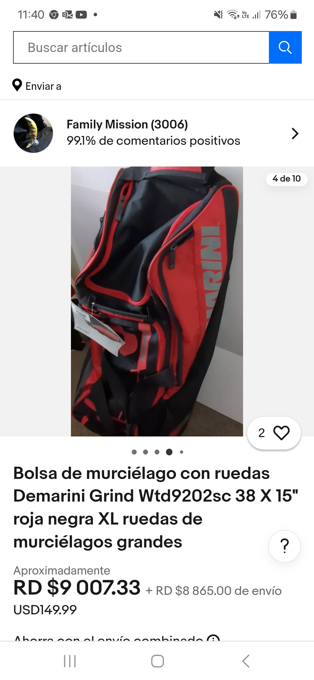 deportes - Bulto para bates y otros de BaseBall y Softball, en estado Nuevo 1