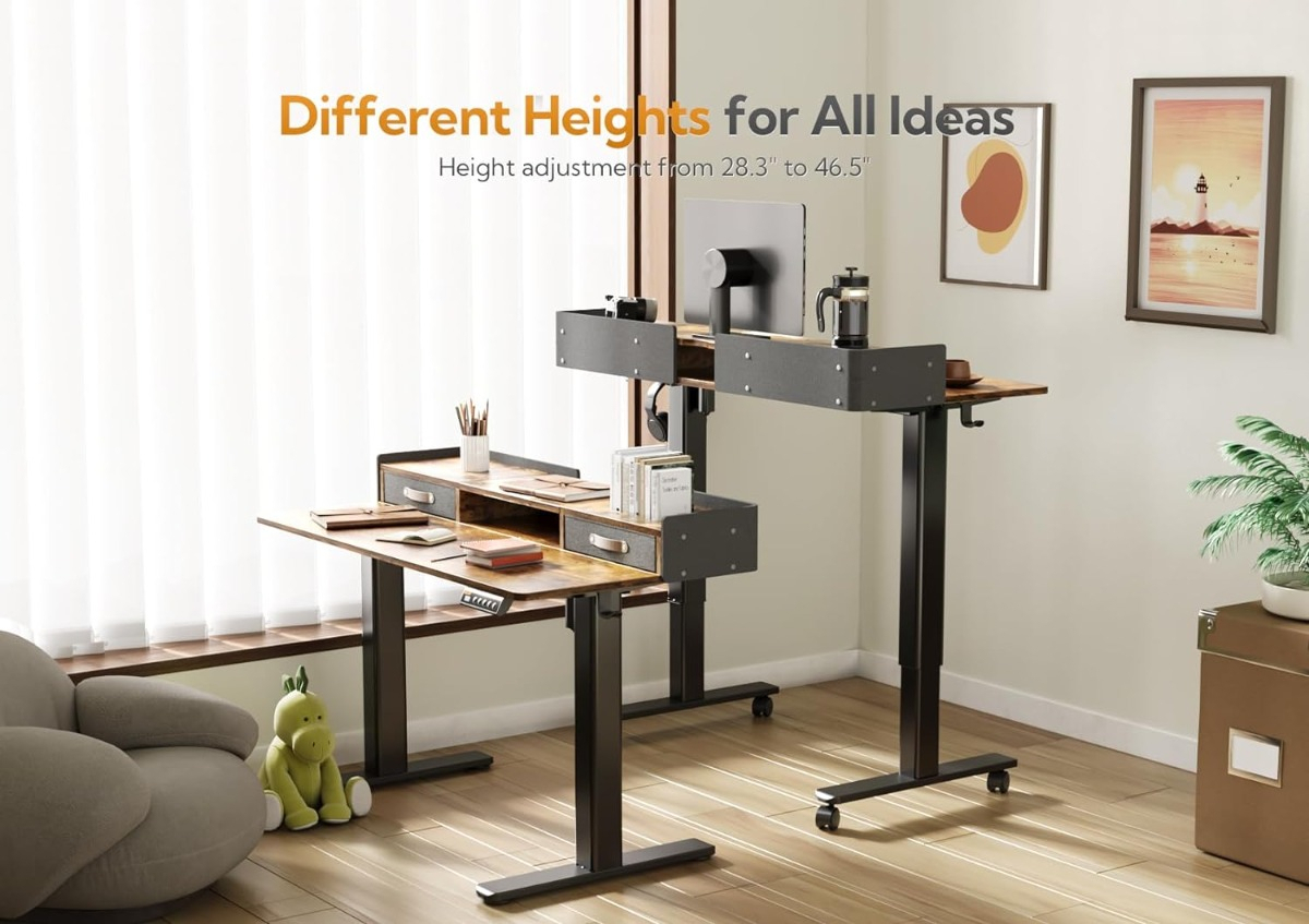 muebles y colchones - Claiks Escritorio De Pie Electrico Con Cajones 48 Pulgada 5