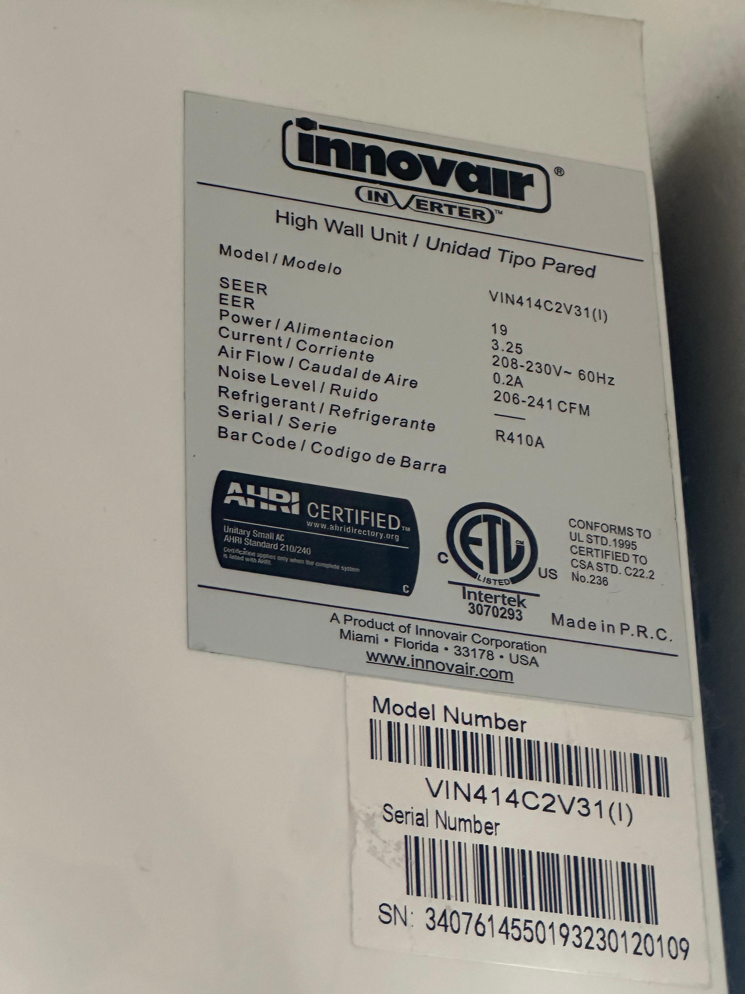 aires acondicionados y abanicos - Aire Acondicionado Inverter Innovair. 12,000 btu. Compresor Dañado 2