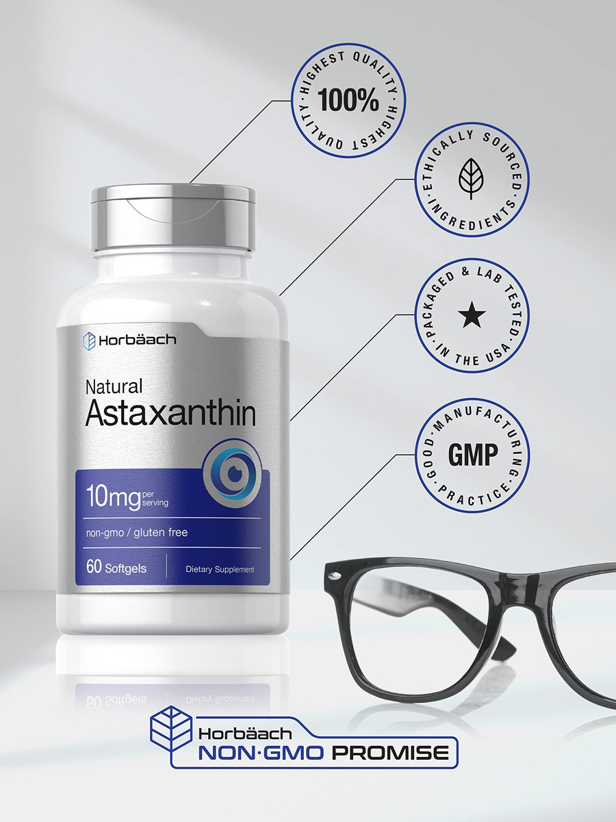 Salud y Equipamiento Médico - Astaxantina Natural 10mg 60 Capsulas Blandas Horbaach 4
