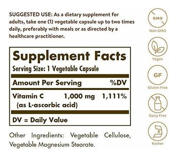 Salud y Equipamiento Médico - Solgar Vitamina C 1000 Mg, 250 Capsulas Vegetales - Antioxid 1