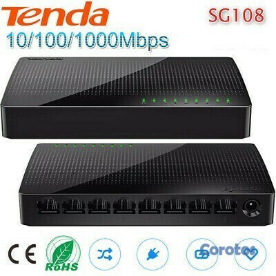 computadoras y laptops - SWITCH 8 PUERTOS Gigabit  TENDA SG108, NO ADMINISTRABLE, 10/100/1000, 10BASE-T 1