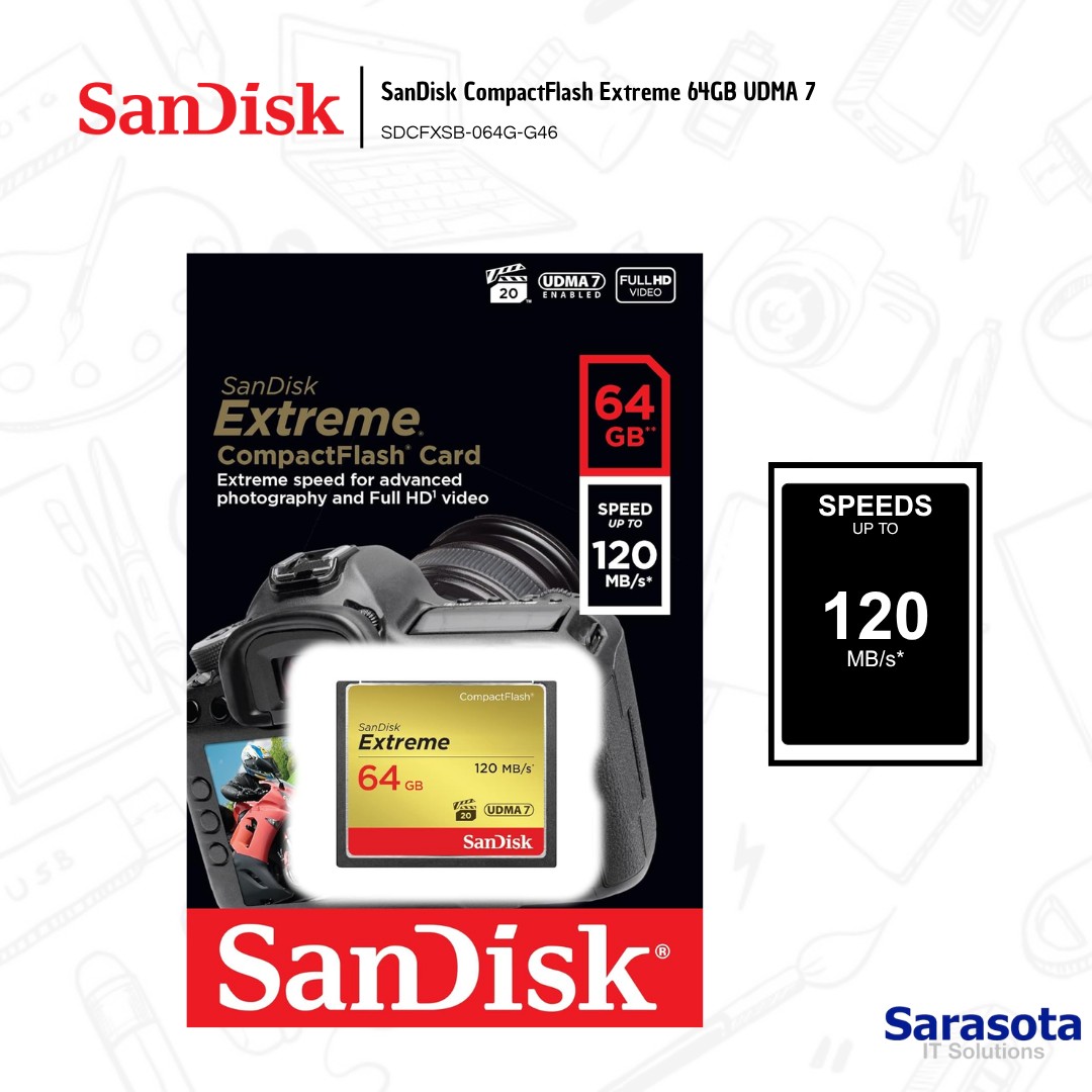accesorios para electronica - SanDisk CompactFlash Extreme 64GB UDMA 7 1