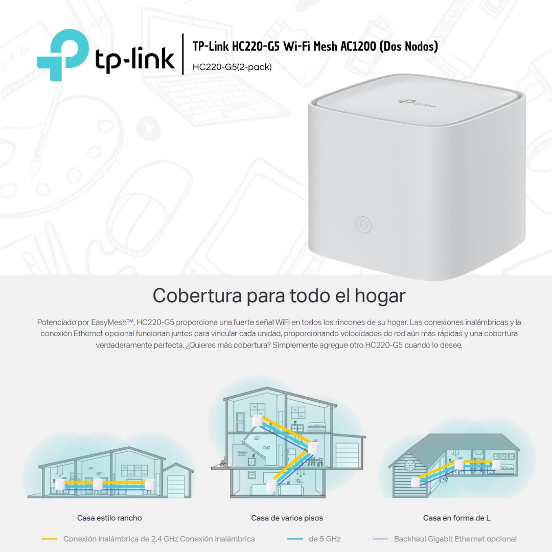 accesorios para electronica - Tp-Link Mesh System modelo HC220-G5 AC1200 Claro 2