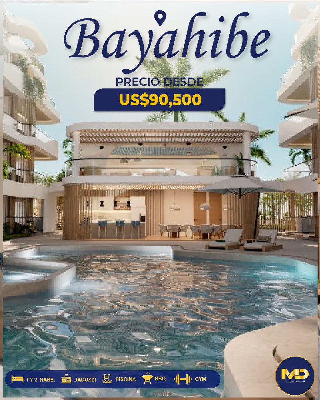 apartamentos - Apartamento amueblados a menos de 300 metros de la playa con gym y piscina 