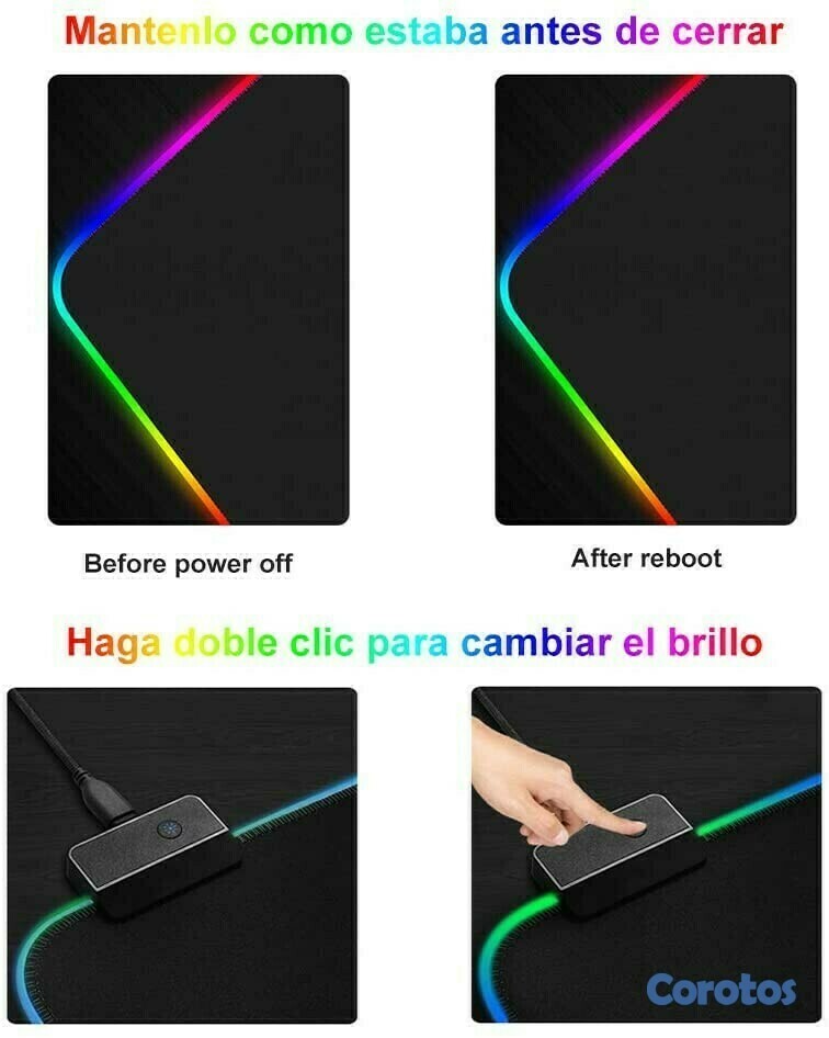 accesorios para electronica - Mousepad Gaming RGB de escritorio para Teclado y Ratón, Goma Impermeable con Bas 1