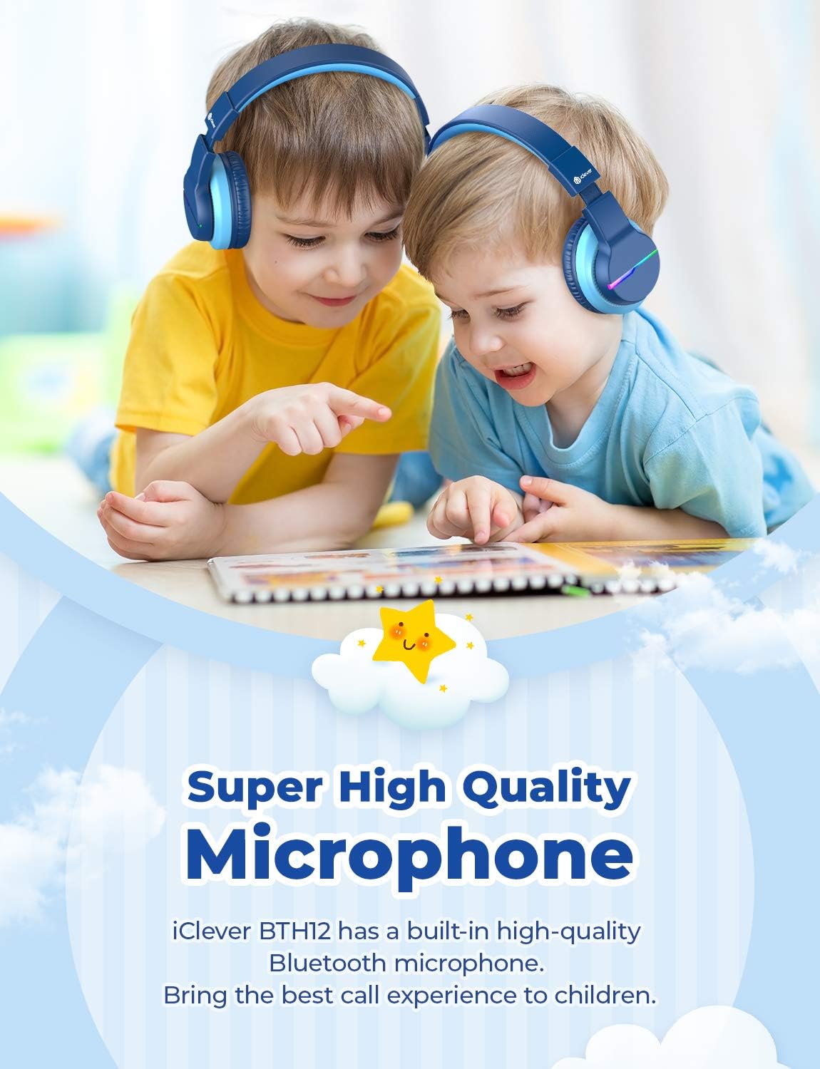camaras y audio - iClever BTH12 - Auriculares Bluetooth para niños 5