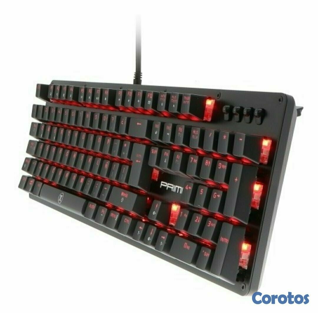 computadoras y laptops - TECLADO PRIMUS GAMING, USB, CON ILUMINACION ROJA (PKS-102S) 1