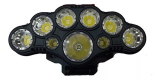 accesorios para electronica - Lampara foco de cabeza con 9 luz led linterna frontal recargable  4