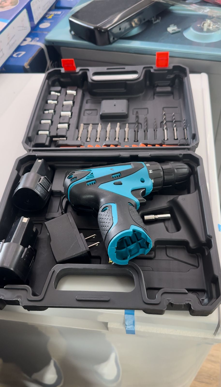 equipos profesionales - kit de taladro atornillador inalambrico multifuncional  3