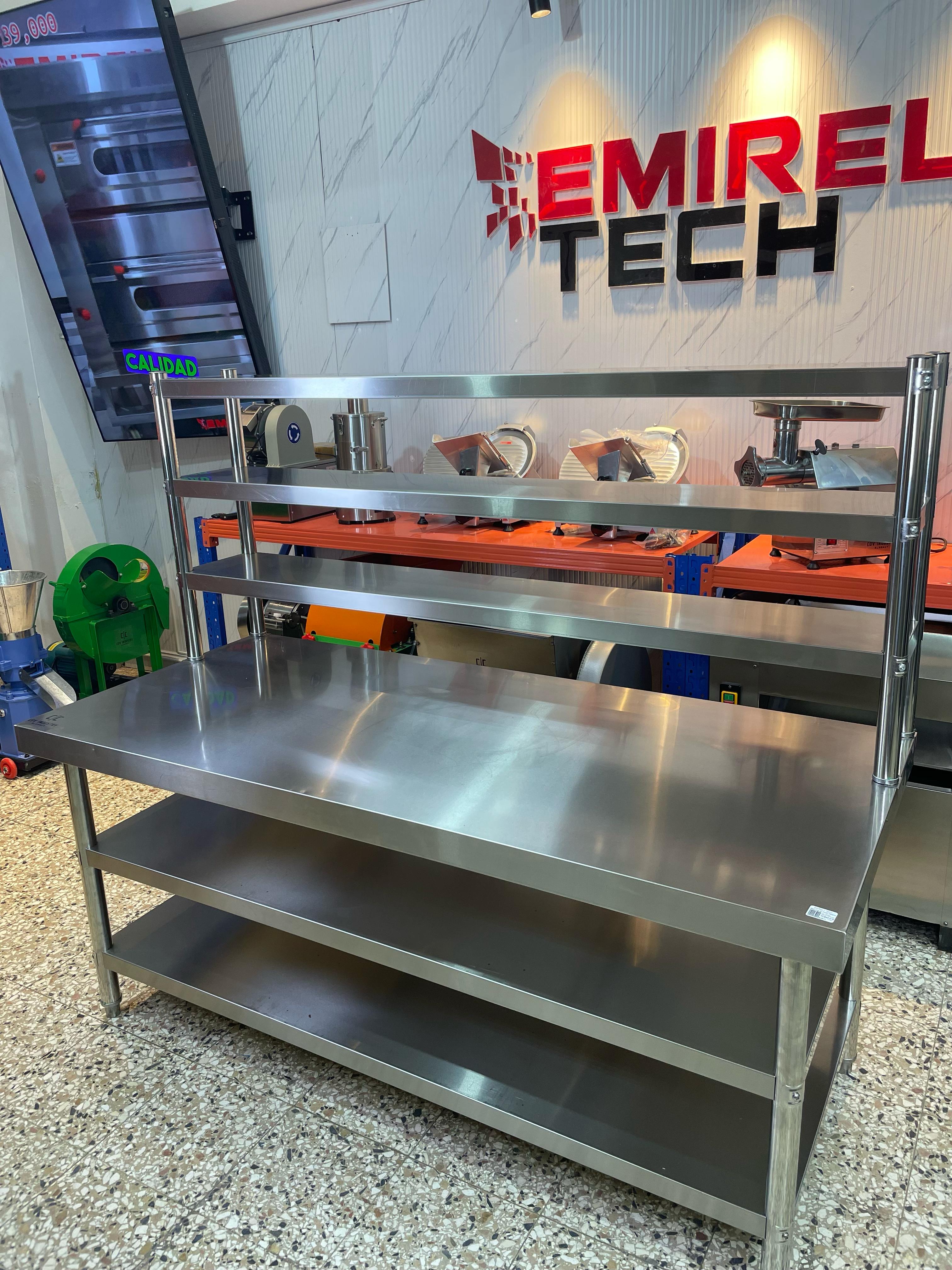 equipos profesionales - Mesa de trabajo de 3 niveles acero inoxidable 8