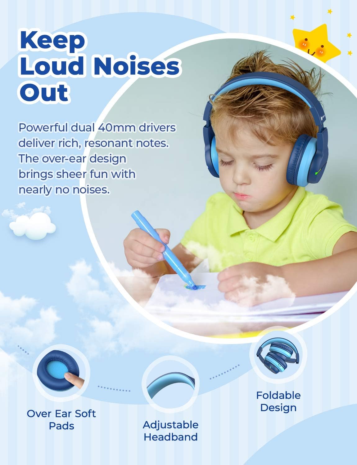 camaras y audio - iClever BTH12 - Auriculares Bluetooth para niños 6
