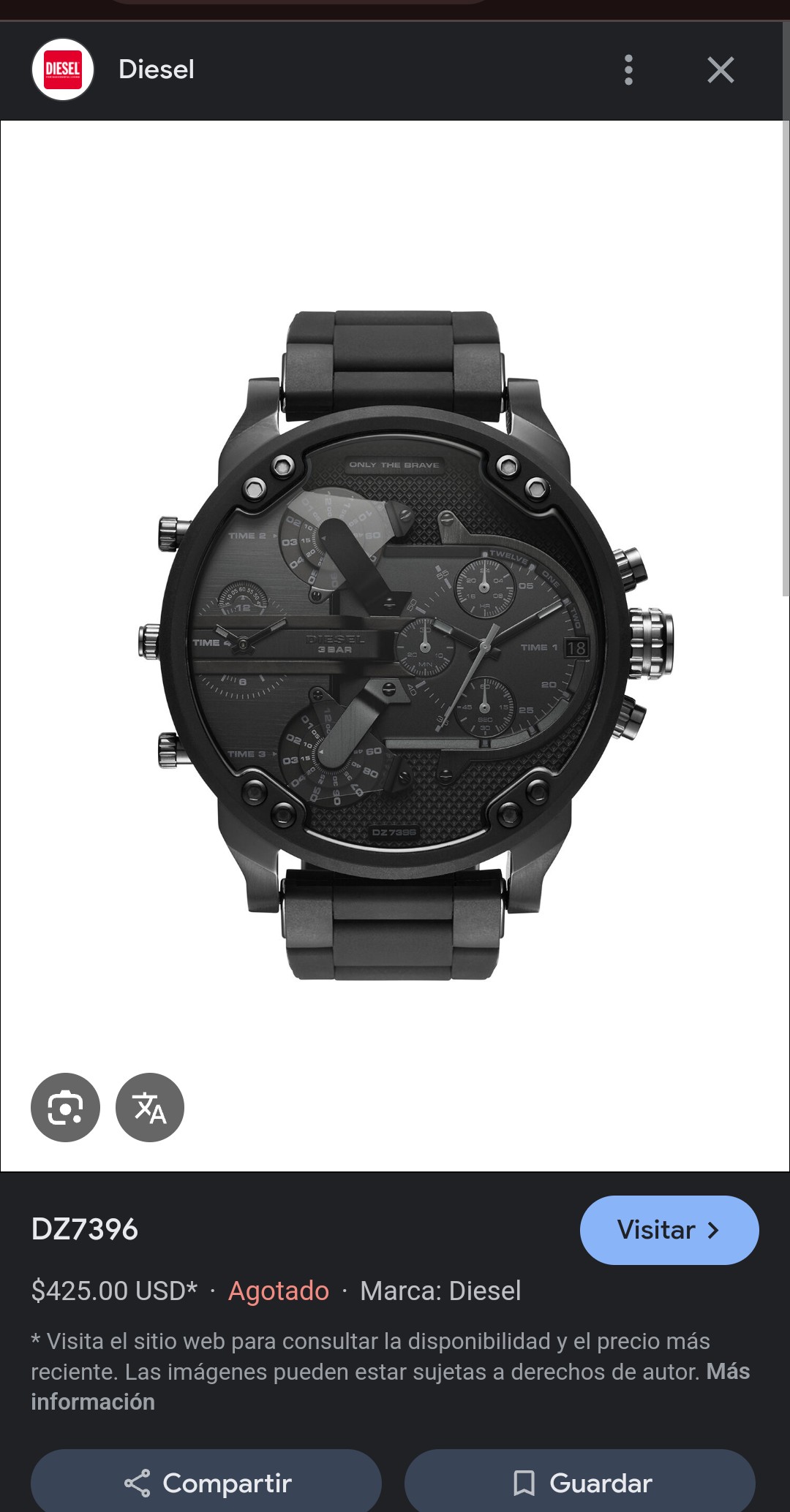 joyas, relojes y accesorios - RELOJ DIESEL 3BAR BLACK ORIGINAL 8