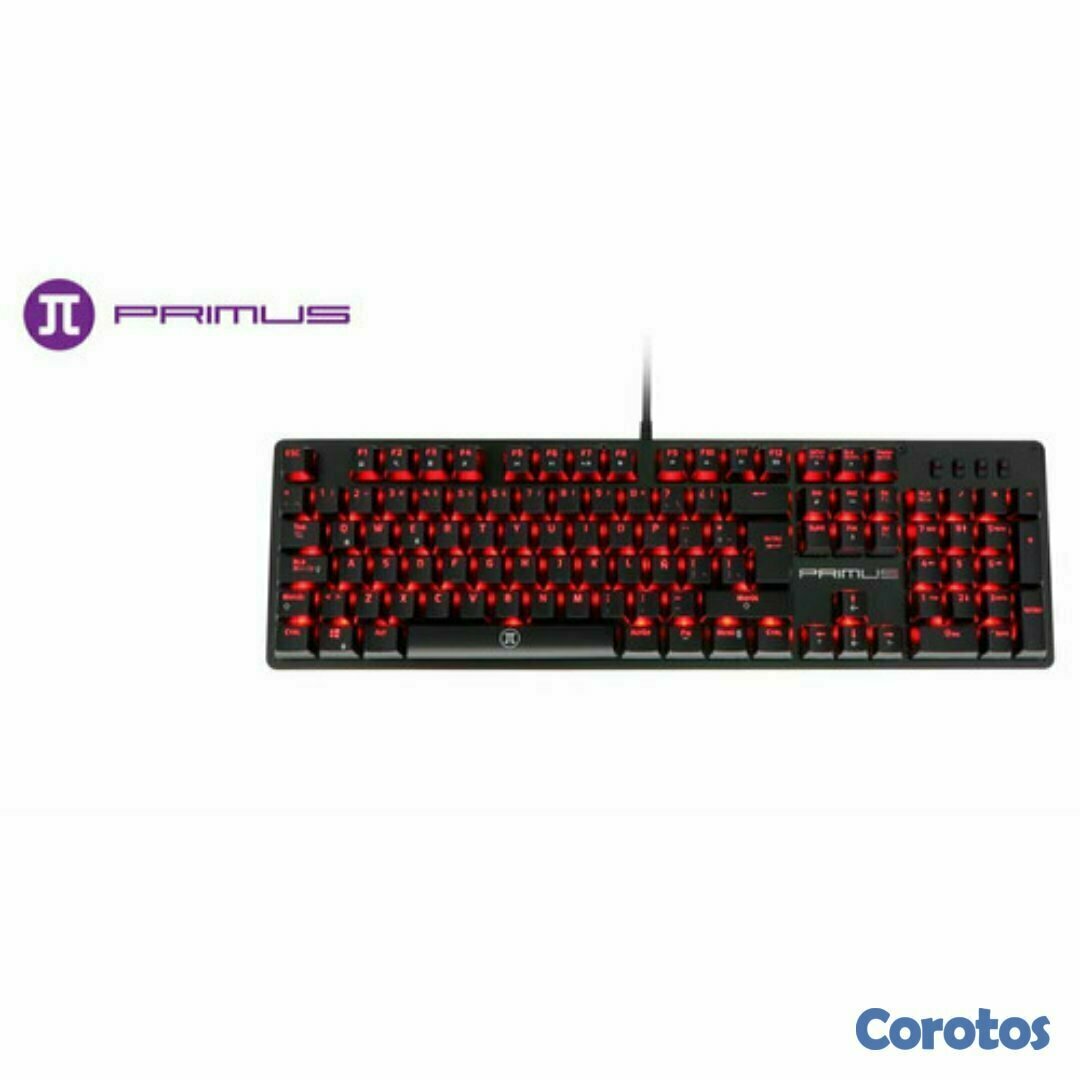 computadoras y laptops - TECLADO PRIMUS GAMING, USB, CON ILUMINACION ROJA (PKS-101S)  PRA VERDADEROS JUGA 1