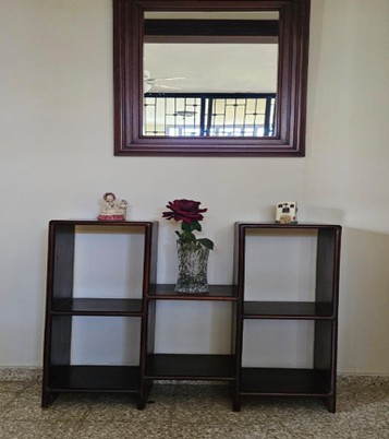 decoración y accesorios - 	Juego de espejo marco en caoba + estante en Cao