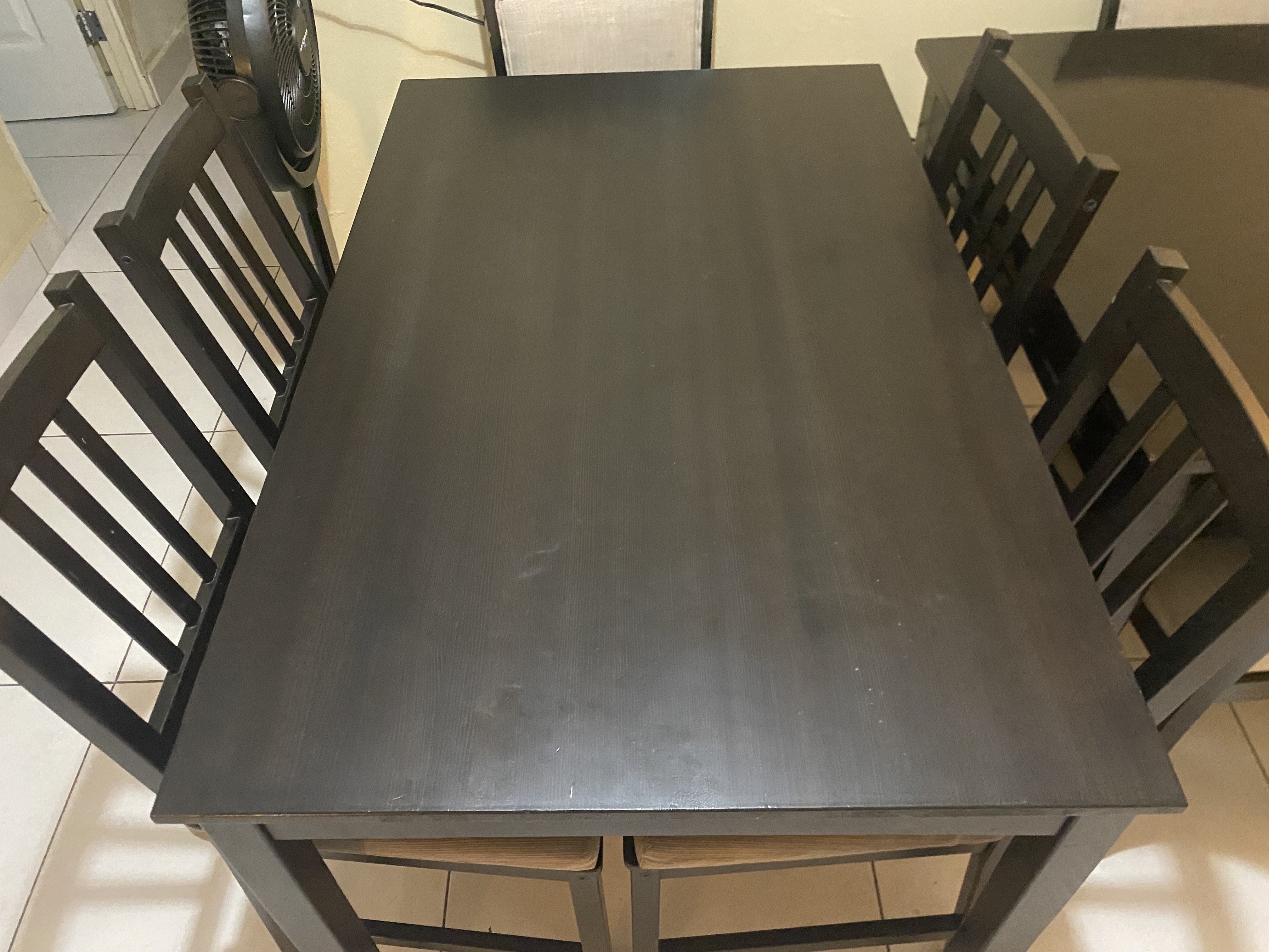 muebles y colchones - Mesa comedor con 4 sillas y sus cojines, ikea, negro 1