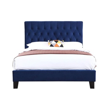 muebles y colchones - Cama tapizada color azul marino. Nueva 2