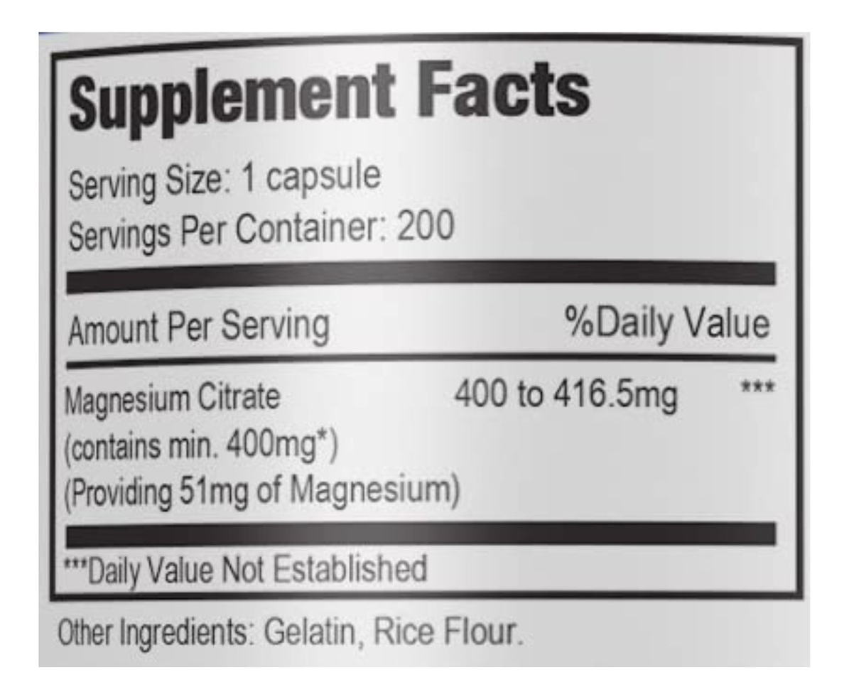 Salud y Equipamiento Médico - Citrato De Magnesio 400mg Nutrition 1