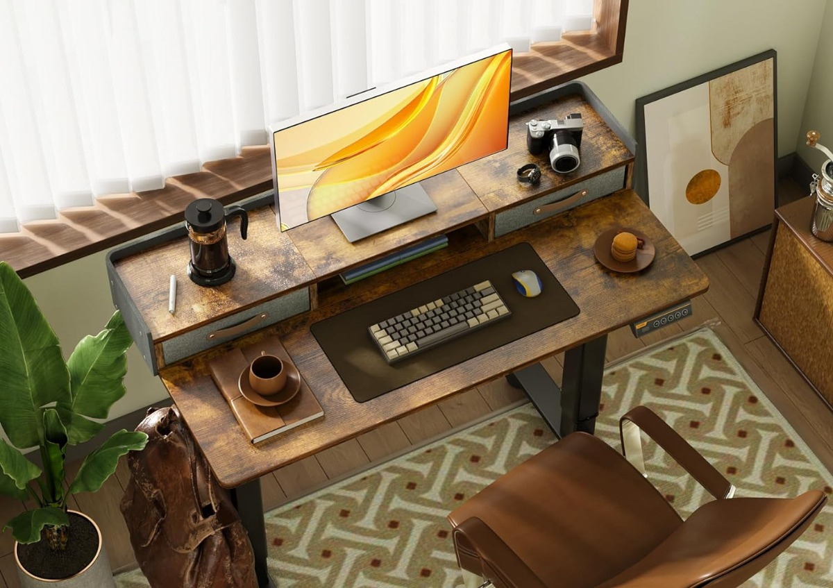 muebles y colchones - Claiks Escritorio De Pie Electrico Con Cajones 48 Pulgada 6