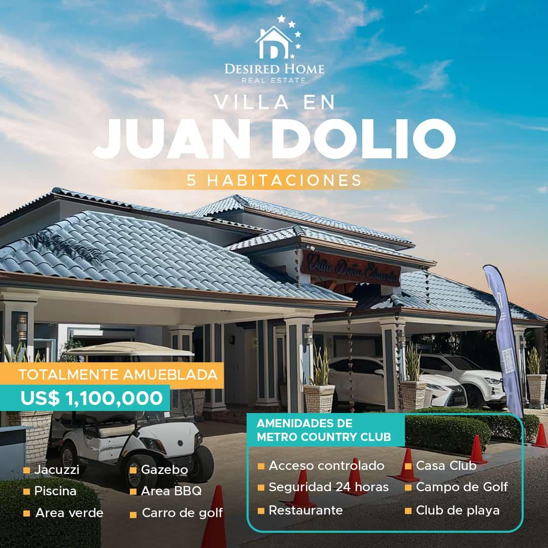 casas vacacionales y villas - VENDO VILLA AMUEBLAD JUAN DOLIO METRO COUNTRY CLUB