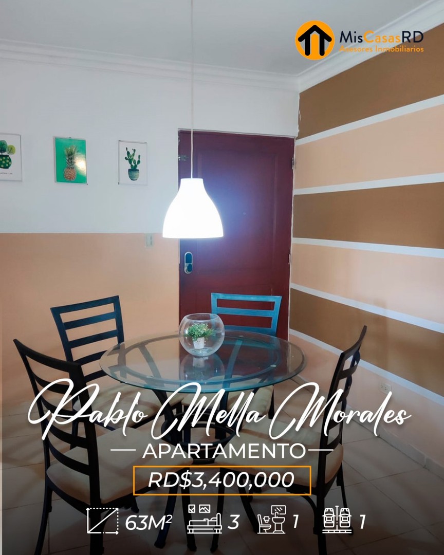 apartamentos - Apto. Pablo Mella Morales cerca de Plaza con todo 3