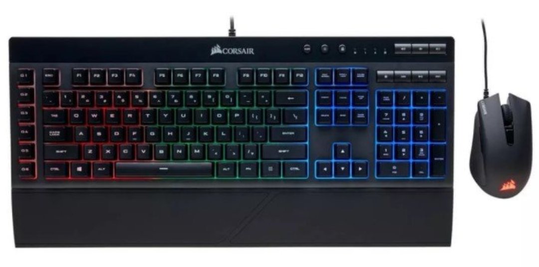 computadoras y laptops - TECLADO MOUSE CORSAIR (K55 + HARPOON) RGB GAMINING COMBO, USB, BACKLIT, ESPAÑOL  2