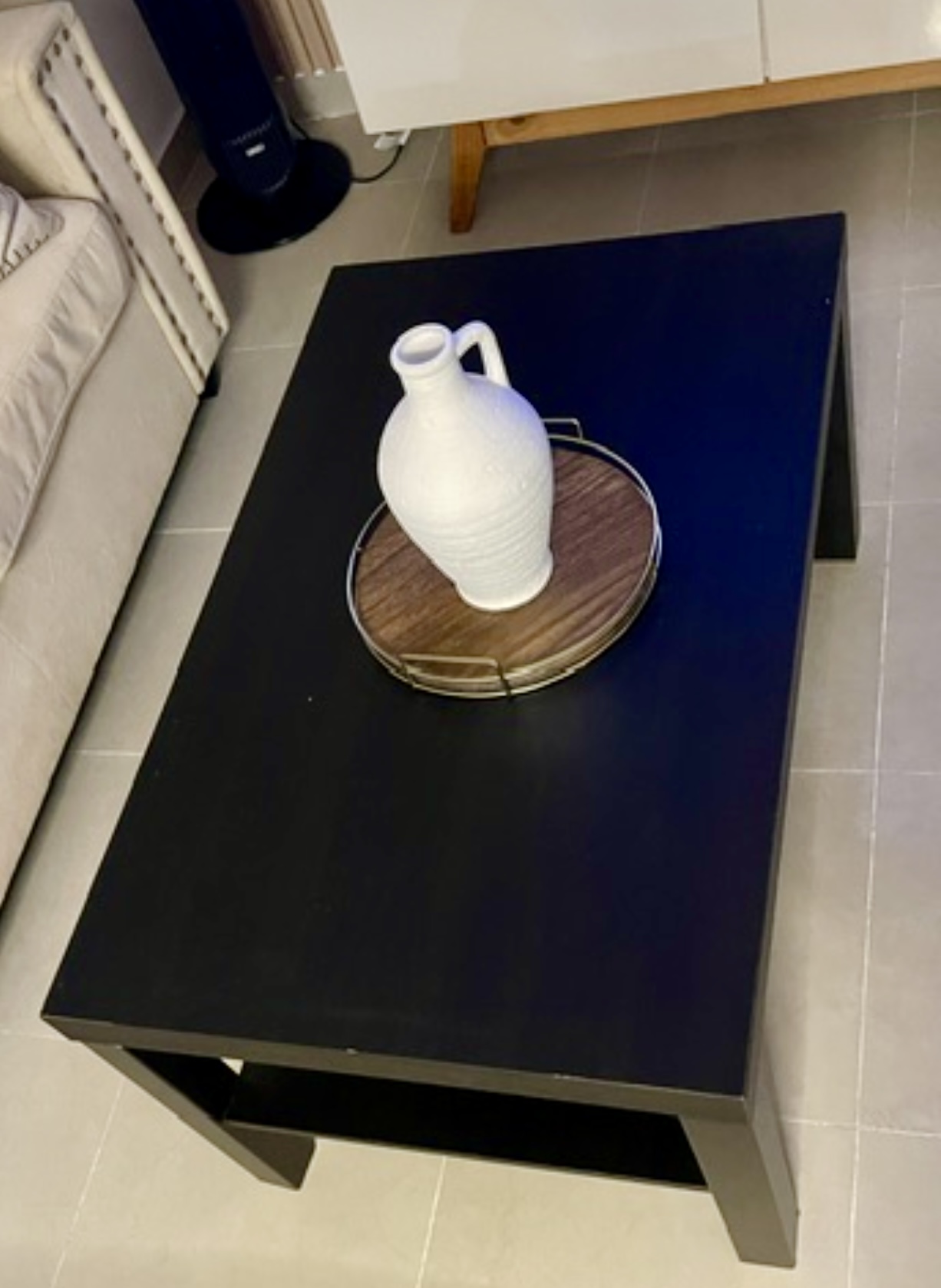 muebles y colchones - Mesa de centro color negro. Cuadrada dos niveles.  3