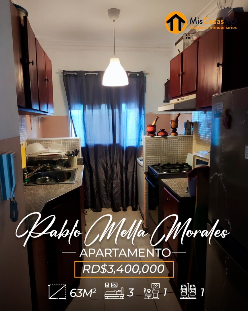 apartamentos - Apto. Pablo Mella Morales cerca de Plaza con todo 4