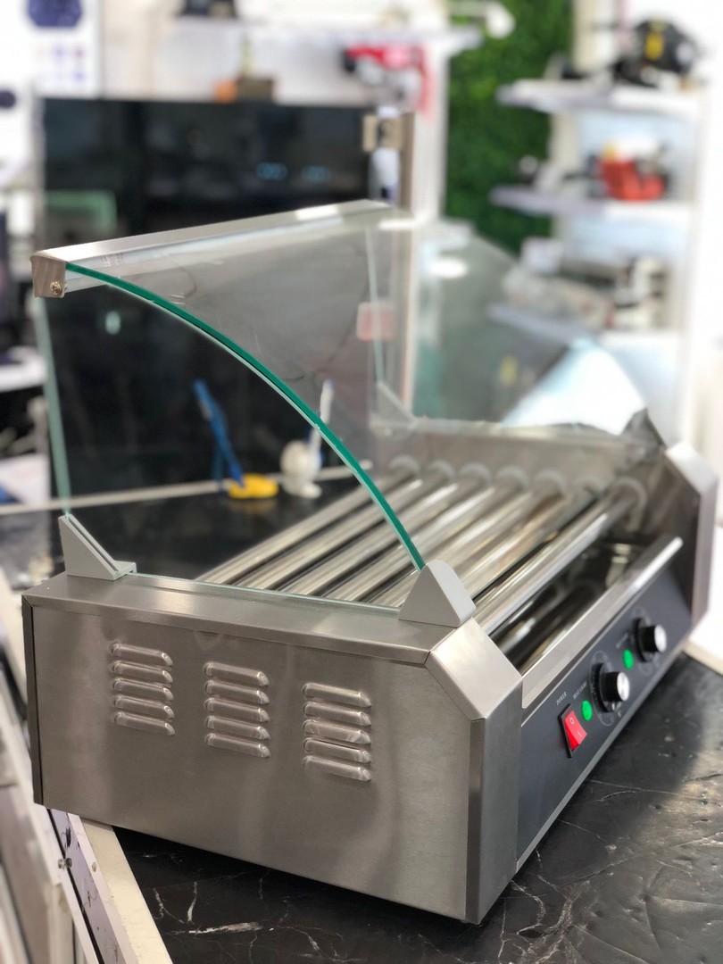 equipos profesionales - Maquina de hotdog Parrilla freidora de salchichas exhibidor BBQ rodillo caliente 1