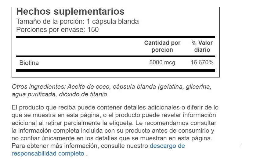 Salud y Equipamiento Médico - Nutricost Biotina 5000mcg 150ca 1