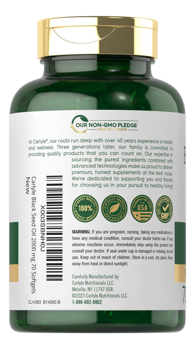 Salud y Equipamiento Médico - Aceite De Semilla Negra De 2000mg 70cap Carlyle 2