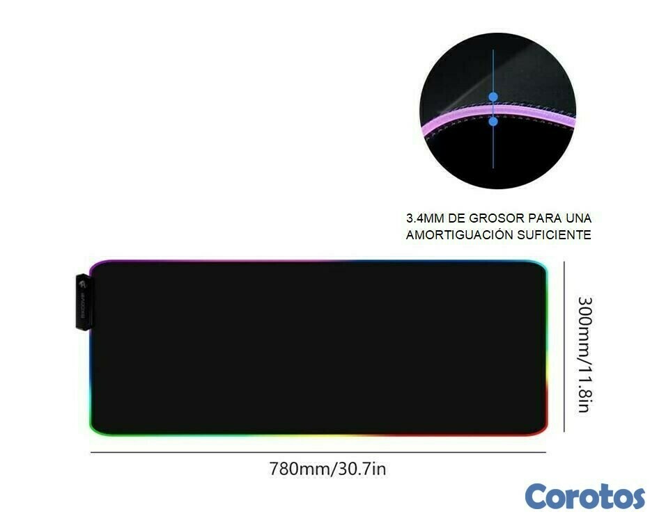 accesorios para electronica - Mousepad Gaming RGB de escritorio para Teclado y Ratón, Goma Impermeable con Bas 3
