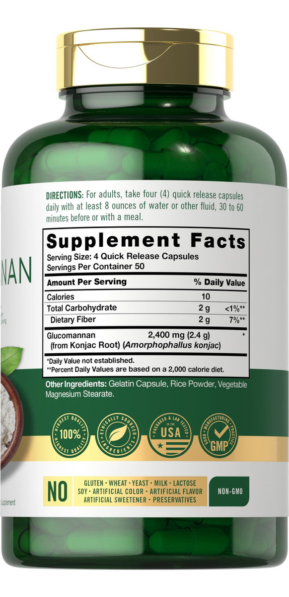 Salud y Equipamiento Médico - Glucomanano 2400mg 200 Capsulas Carlyle 1