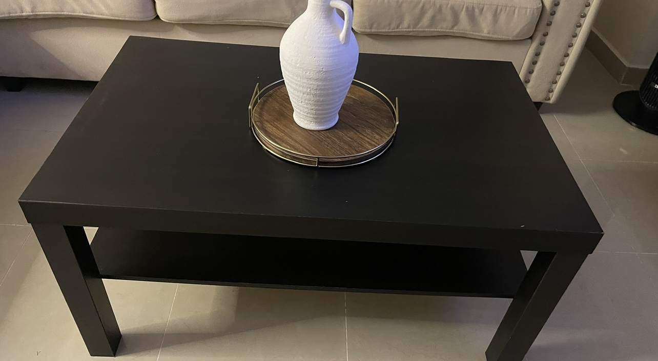 muebles y colchones - Mesa de centro color negro. Cuadrada dos niveles.  7