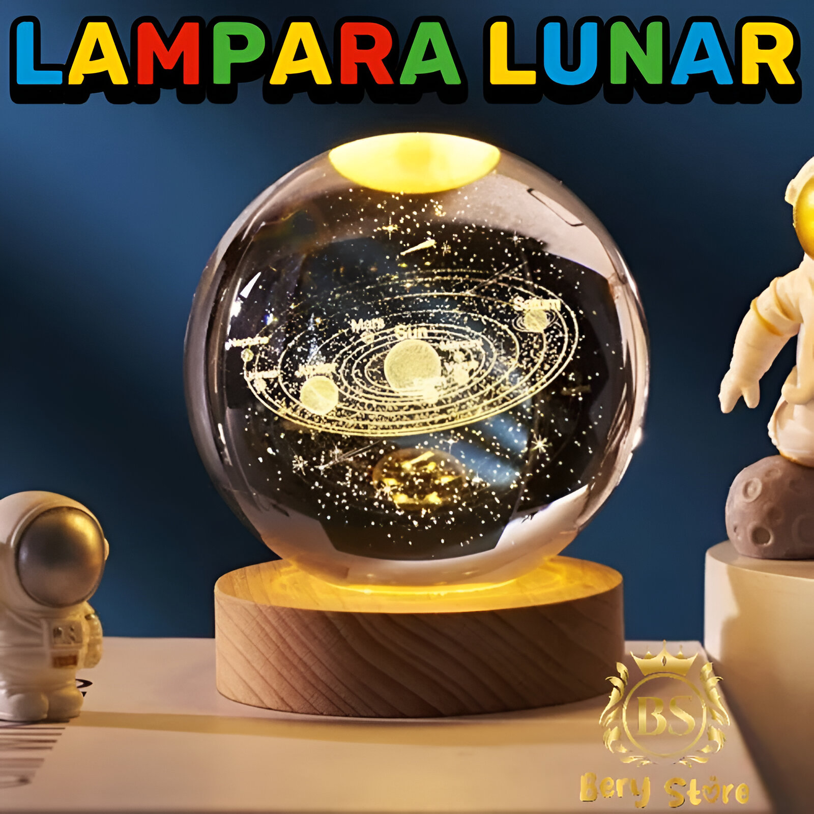 decoración y accesorios - 🎀 LÁMPARA DE LUNA | LÁMPARA LUNAR | LÁMPARA DE CRISTAL DE LA GALAXIA | ESFERA | 1