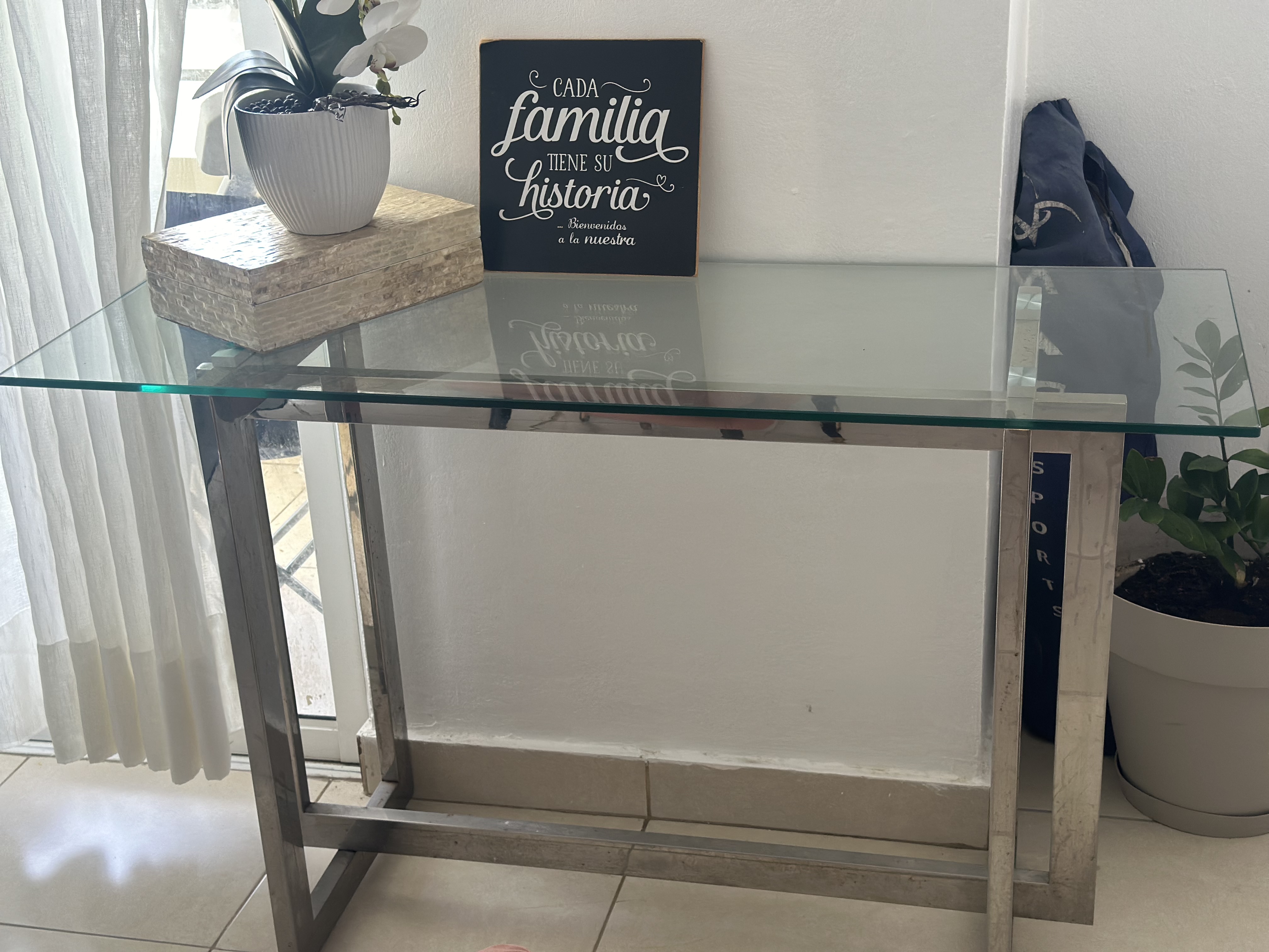 decoración y accesorios - Credenza acero inoxidable tope cristal  1