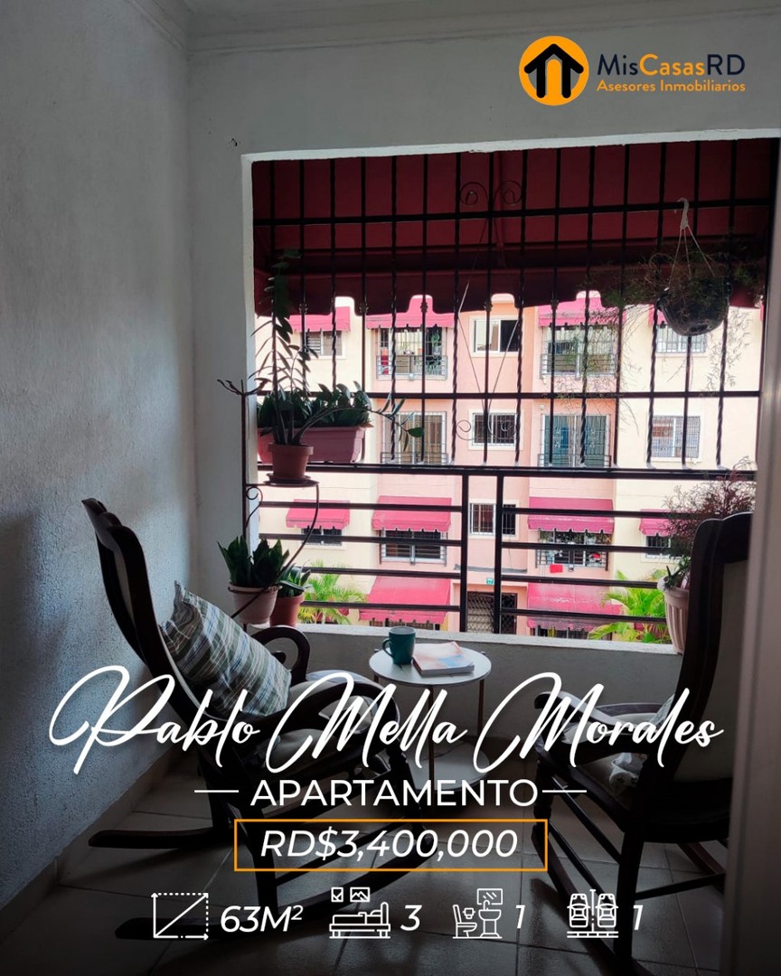 apartamentos - Apto. Pablo Mella Morales cerca de Plaza con todo 5